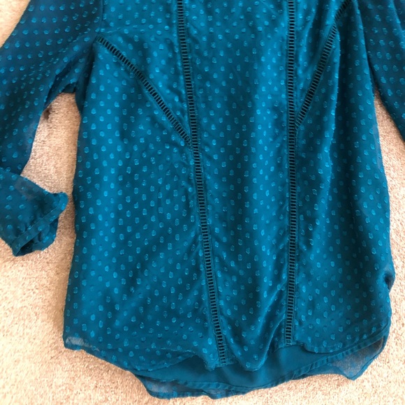 Teal blue sheer shirt with lining - Picture 6 of 6